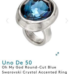UNO de 50 Silver and Blue Ring